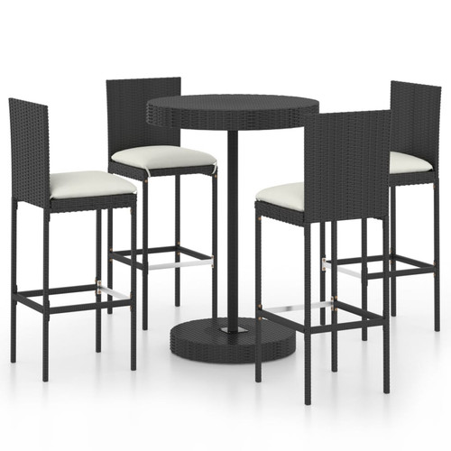 Bar set 5pc black rattan - bar, pe